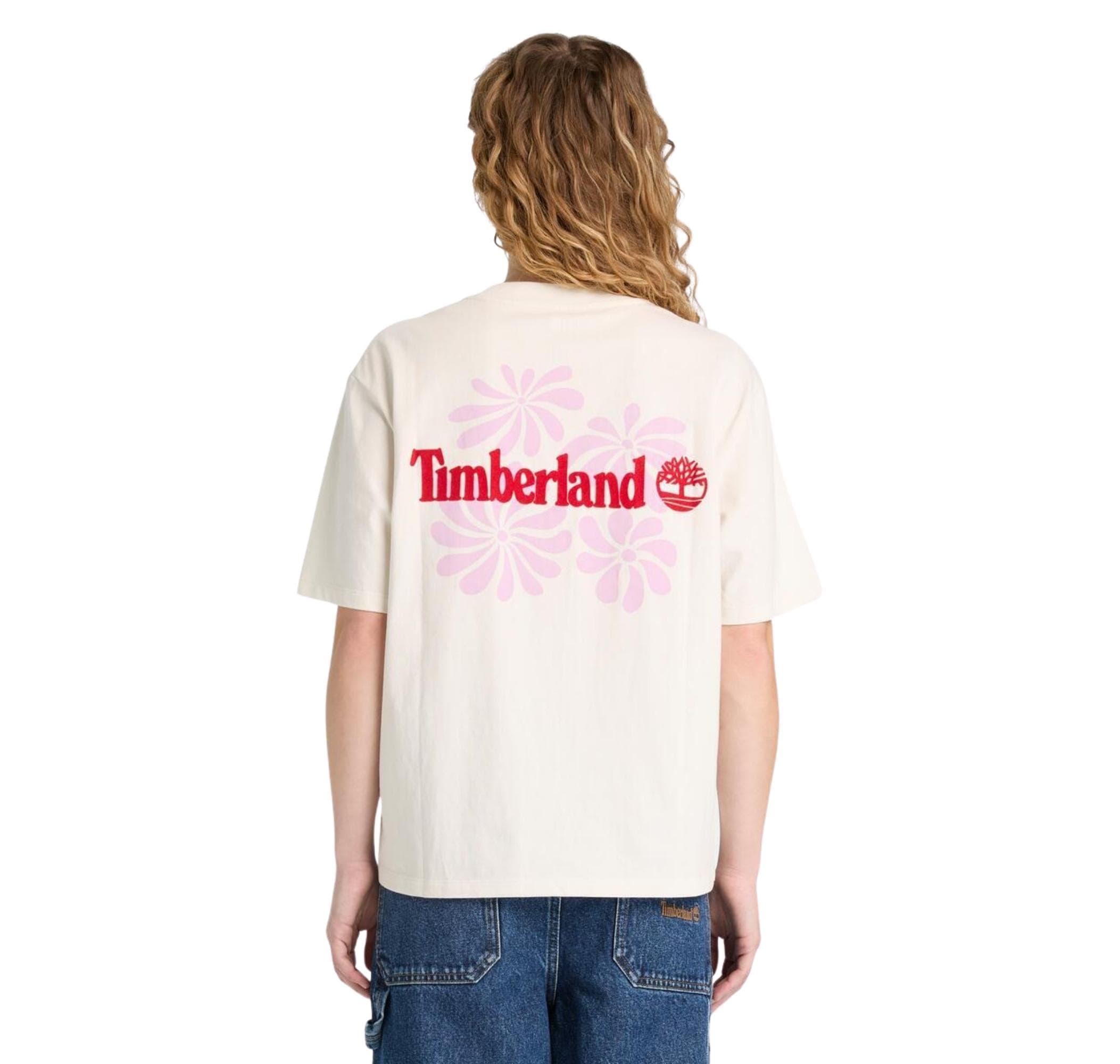 Timberland Timberland Graphic Short Sleeve Tee Kadın T-Shirt Krem - 2