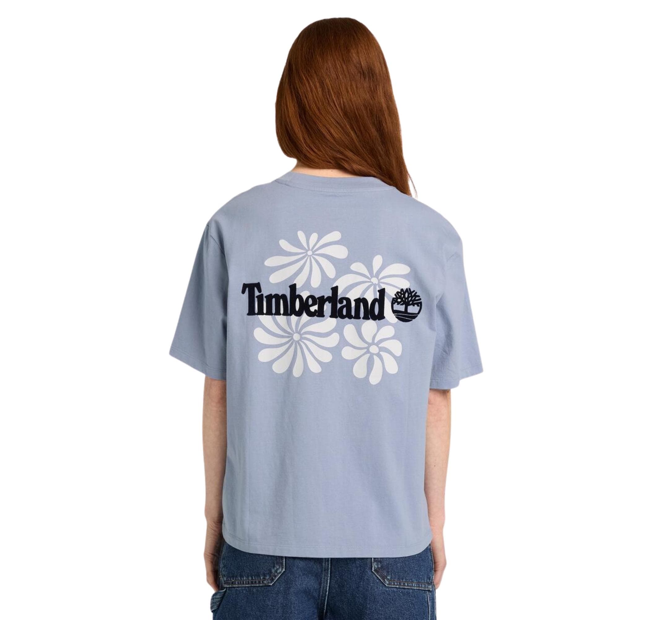Timberland Timberland Graphic Short Sleeve Tee Kadın T-Shirt Mavi - 2