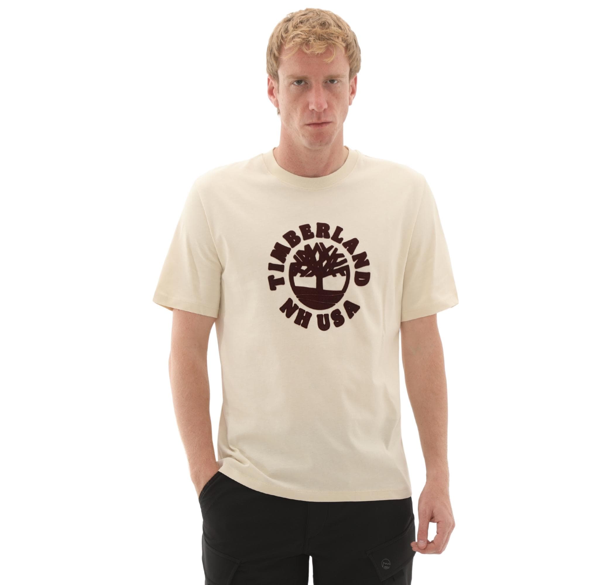 Timberland Timberland Holiday Front Graphic Ss Tee Erkek T-Shirt Krem