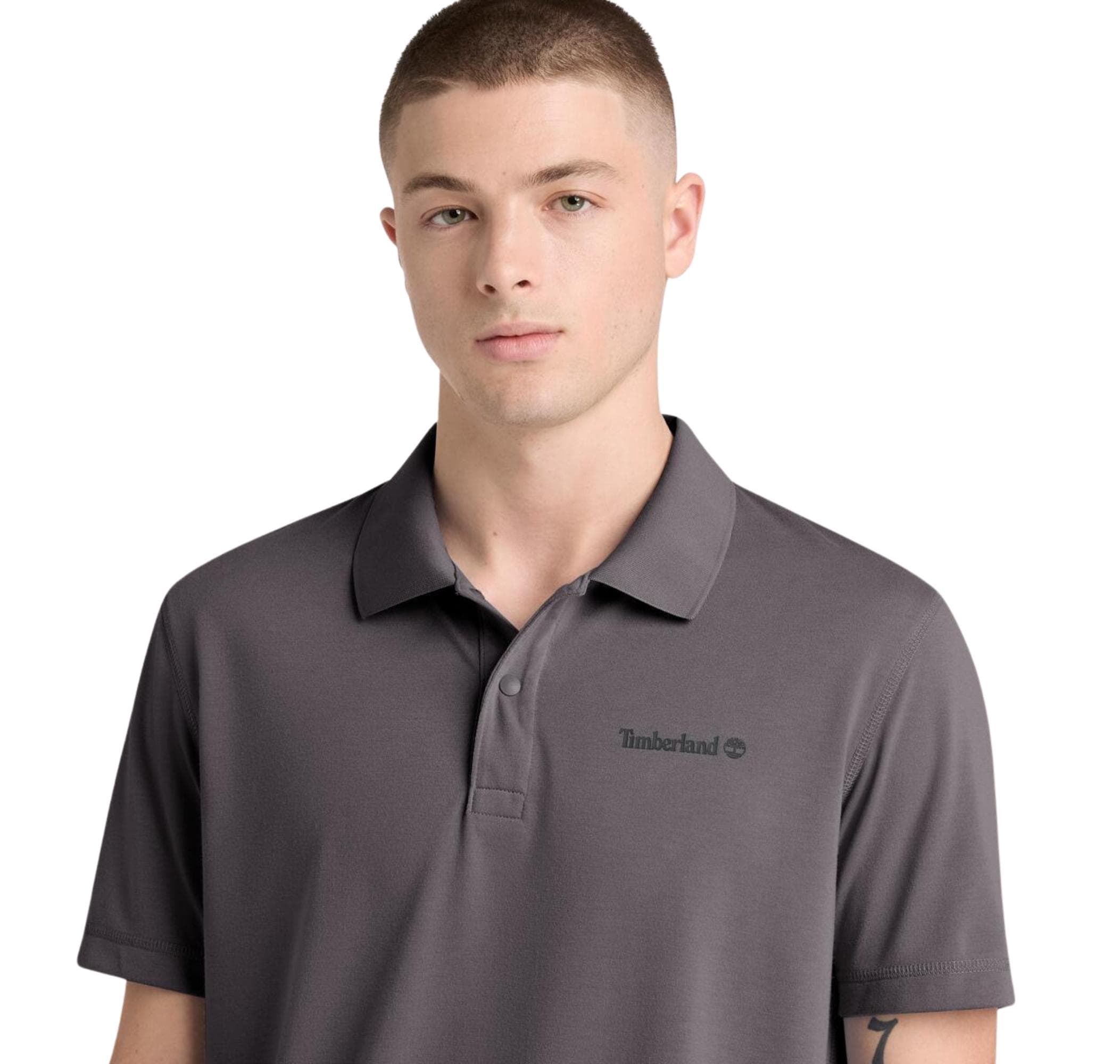 Timberland Timberland Quıck-Dry Short Sleeve Polo Erkek T-Shirt Gri - 4