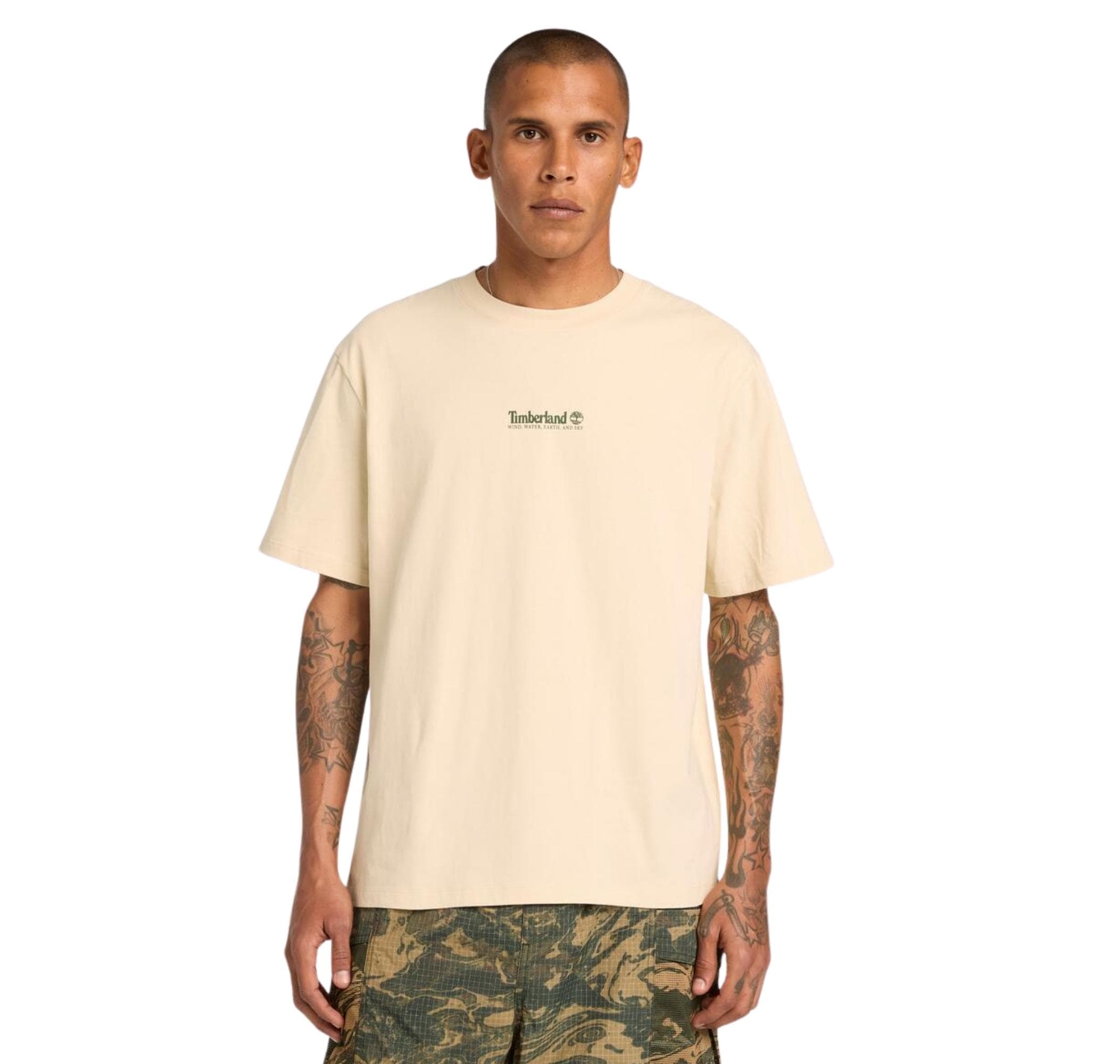 Timberland Timberland Short Sleeve ''Triple Tree'' Graphic Tee Erkek T-Shirt Krem