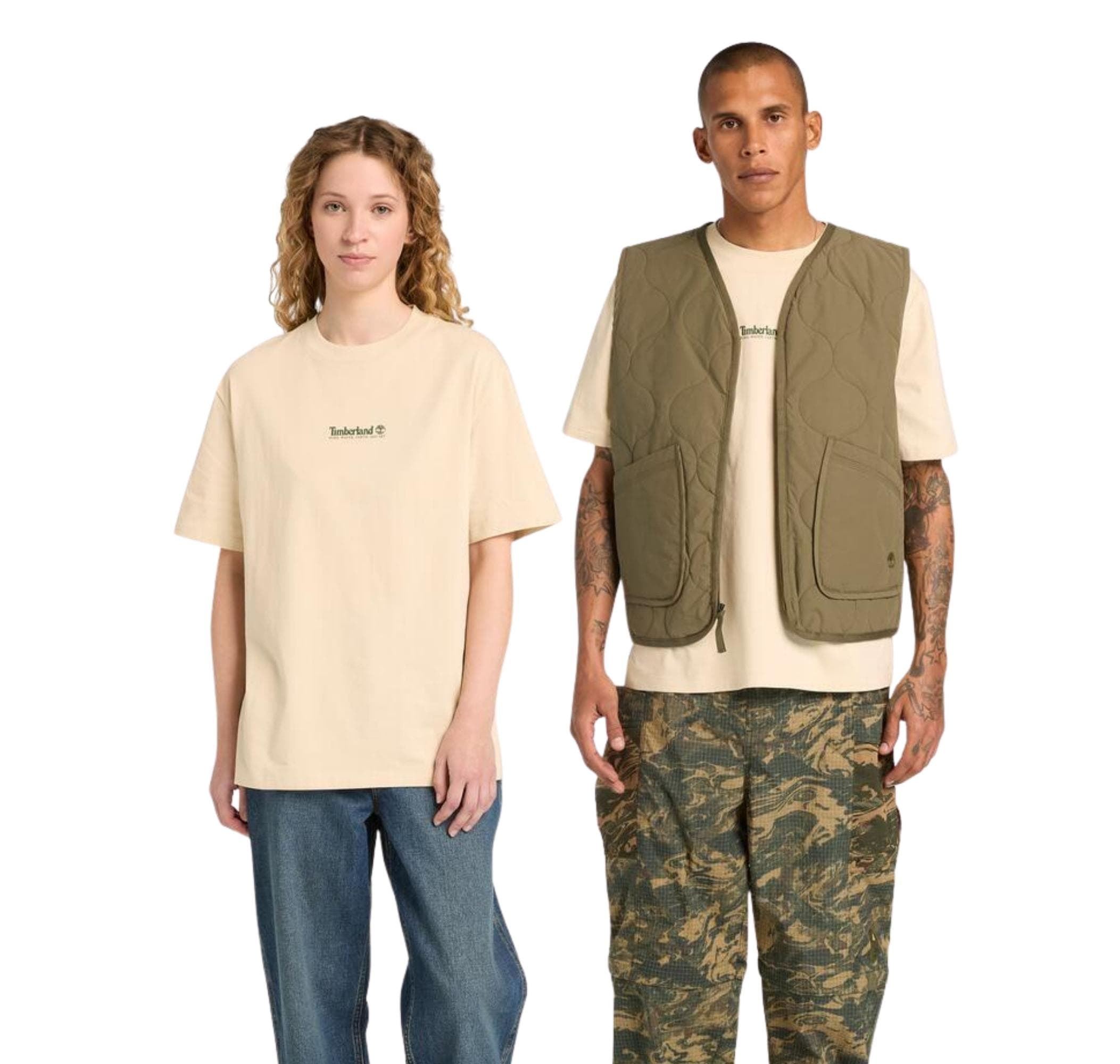 Timberland Timberland Short Sleeve ''Triple Tree'' Graphic Tee Erkek T-Shirt Krem - 2