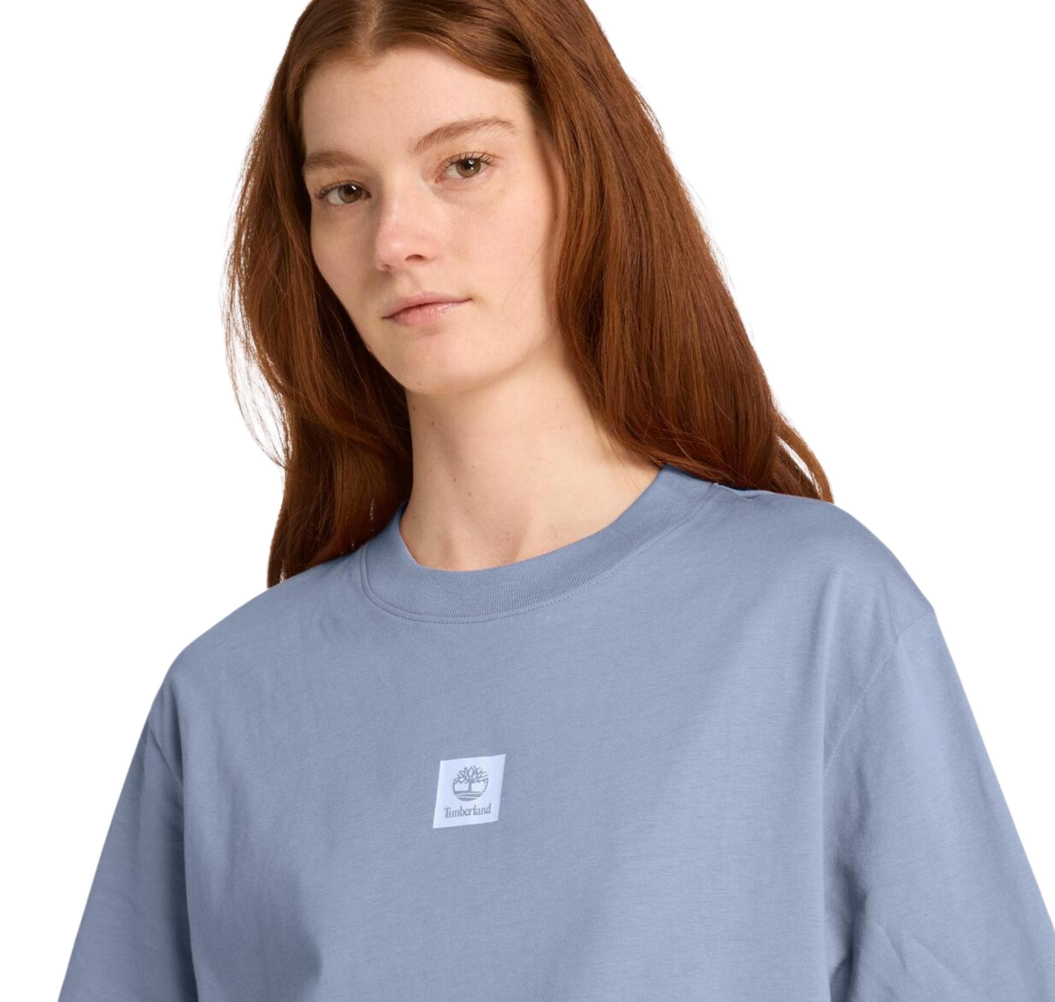 Timberland Timberland Stack Logo Short-Sleeve Tee Kadın T-Shirt Mavi - 3