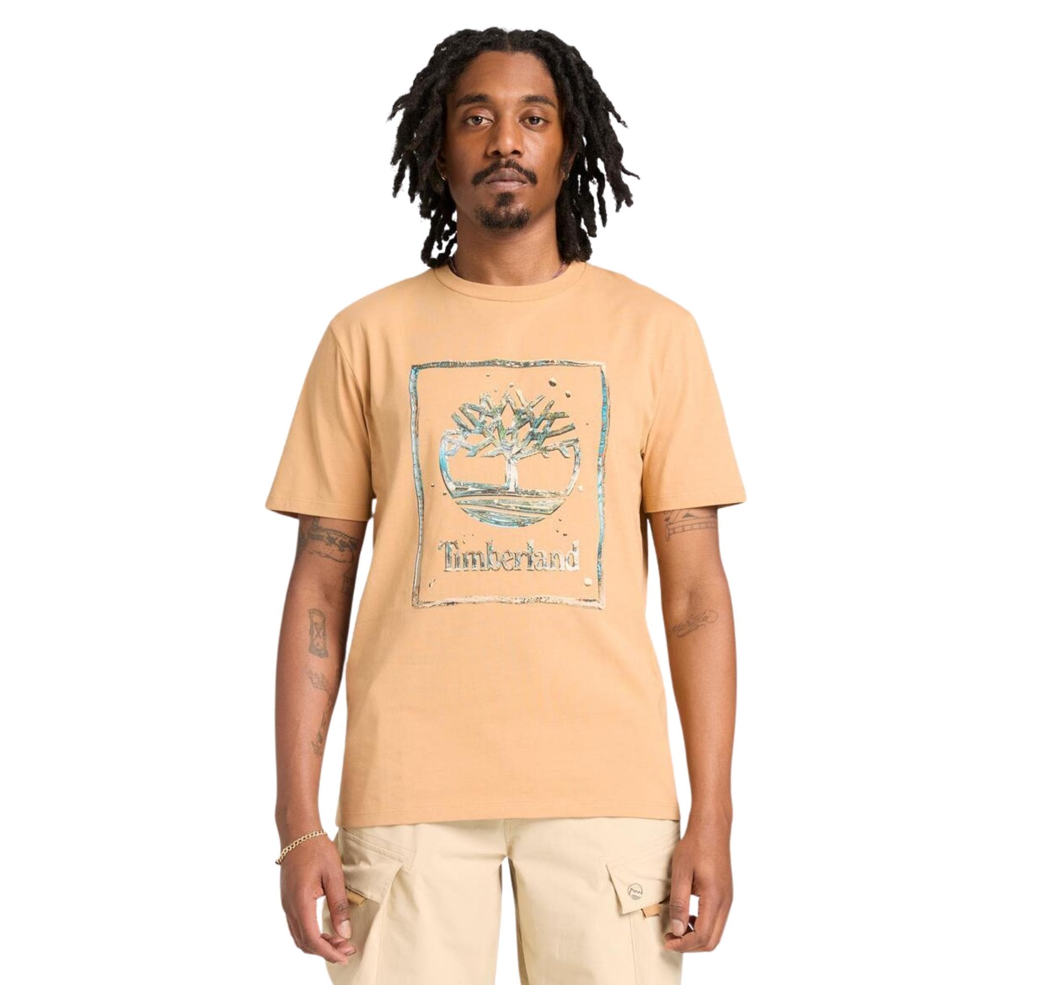 Timberland Timberland Water Stack Logo Short Sleeve Tee Erkek T-Shirt Krem - 2