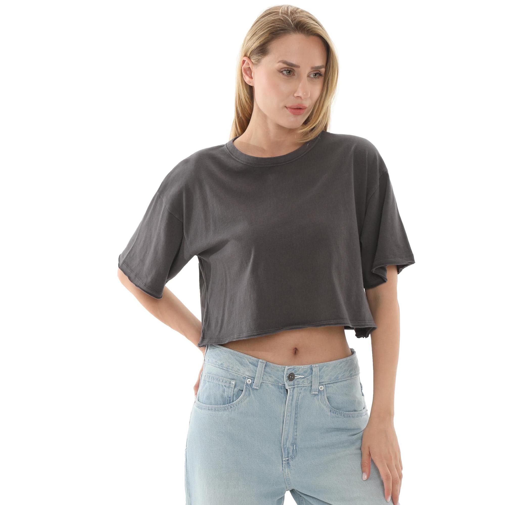 Vans Vans Relaxed Crop Wash Ss Tee Kadın T-Shirt Antrasit - 3